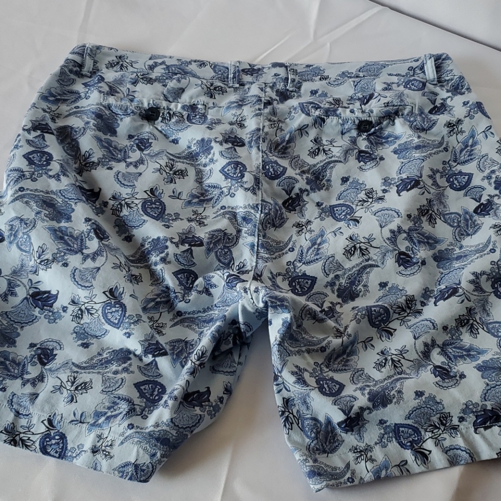 Mens Benson Blue Patterned Chino Short 36 - Picture 6 of 7